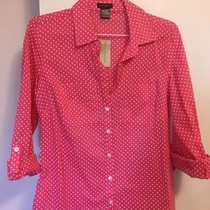 Pink polka dot shirt (Ann Taylor)
